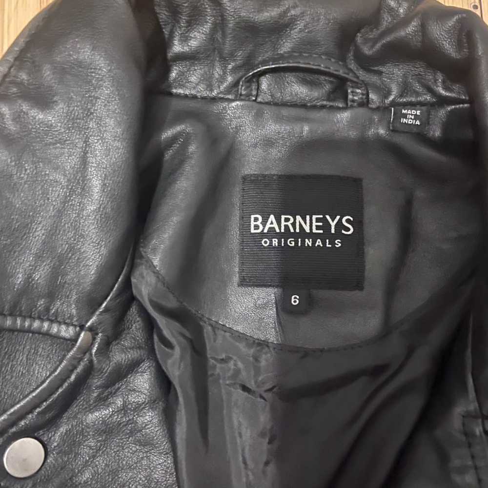 Barneys New York Classic Black Leather Jacket - Picture 2 of 2